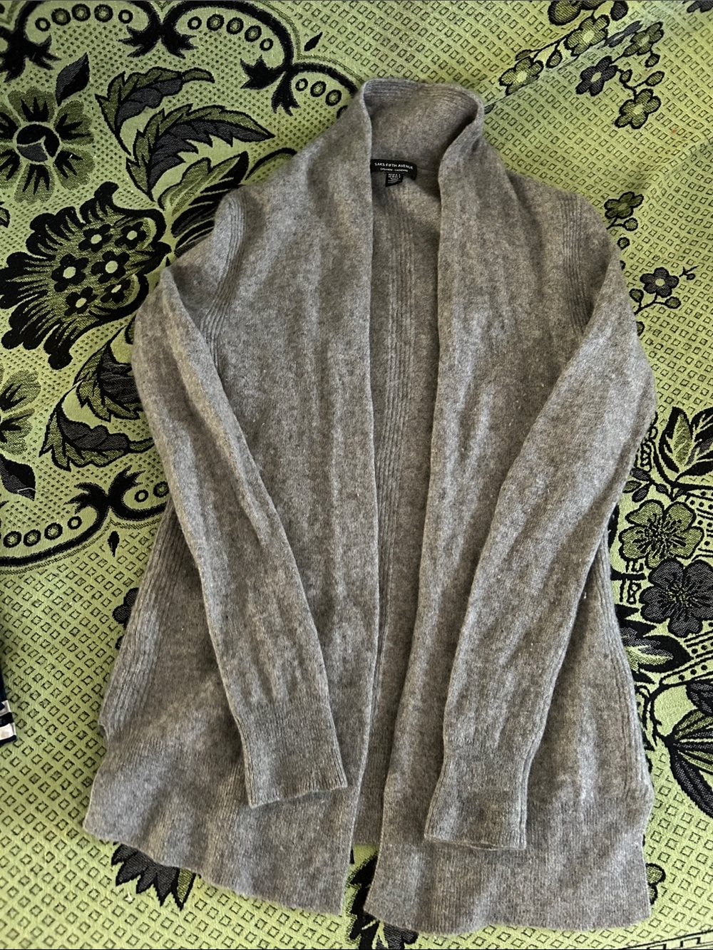 Sacks 5th Avenue Light Gray Open-Front Women's Cardigan